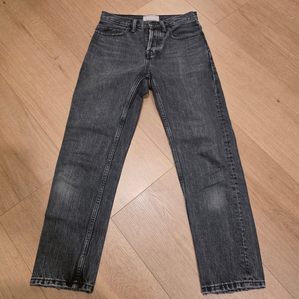 Everlane 90s Boyfriend Jeans Washed Black 100% Cotton Button Fly Size 23 Regular
